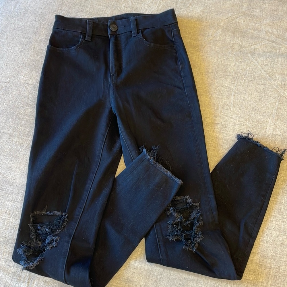American eagle black curvy super hi-rise jegging. Size 00.